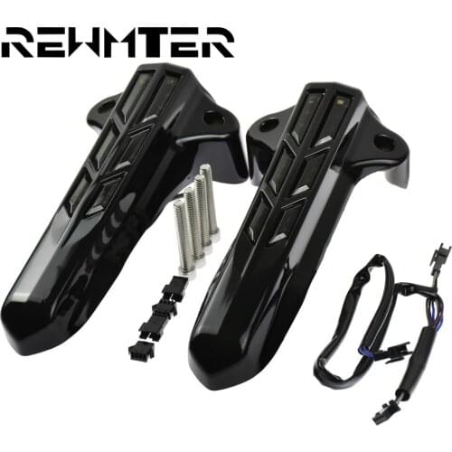 Motorcycle Front Shock Absorber Light Smoke Lens Red Light Lower Front Fork Leg Cover For Harley Touring Ultra Road King 14-17