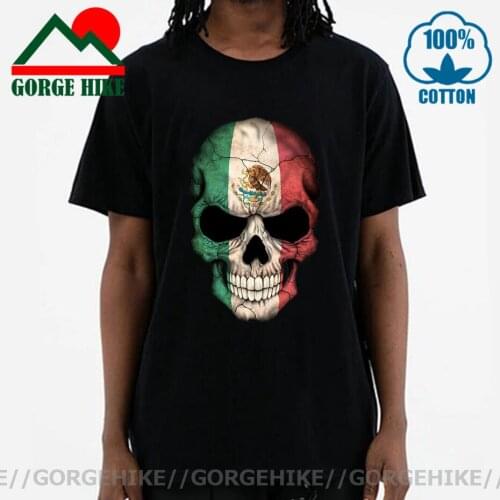PP Skull Mexican Flag Skull T Shirt Calavera black 3D Print Geek Skull Tshirts Men Easter Monday Street T-Shirt Skulls Skeleton
