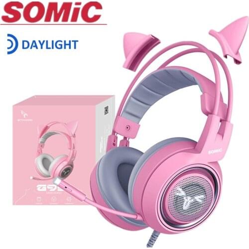 SOMIC G951S Wired Gaming Headphones 3.5mm USB Plug 7.1 Noise Cancelling Cat Ear Vibration Headset With Mic For PC Laptop PS5