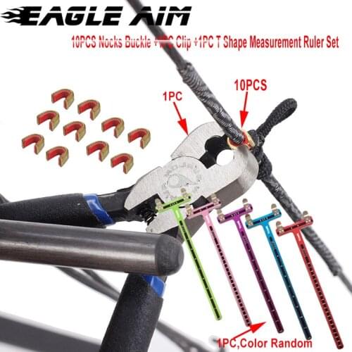 Archery Arrow Brass Bowstring Nocks Buckle Clip Archery Bow Clip D Loop Pliers T Shape Measurement Ruler Set Pliers Clamping Bow