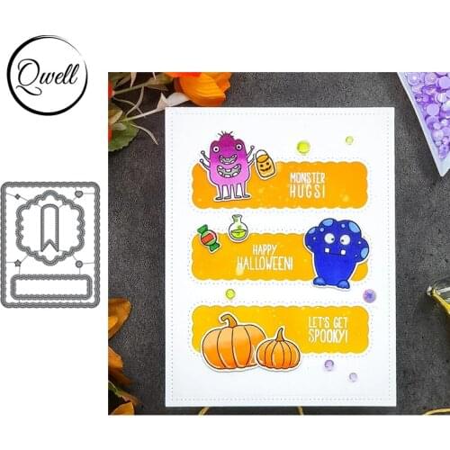 QWELL Banner Strip Irregular Quadrilateral Tiny Love Star Circle Stitched Metal Cutting Dies Set DIY Scrapbooking Craft 2020 New