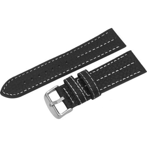 YQI Genuine Leather Watch Strap 22mm 24mm 26mm Watch Band Black Belt Watchband for Mens Watch with Spring bar