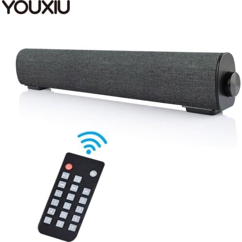 YOUXIU 10W Computer Soundbar Wireless Indoor Outdoor Speakers Bluetooth TV Sound Bars with Remote Control