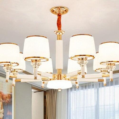 Modern Gold White Metal Led Chandeliers Lighting Glass Living Room Led Pendant Chandelier Lights Bedroom Hanging Lamp Fixtures