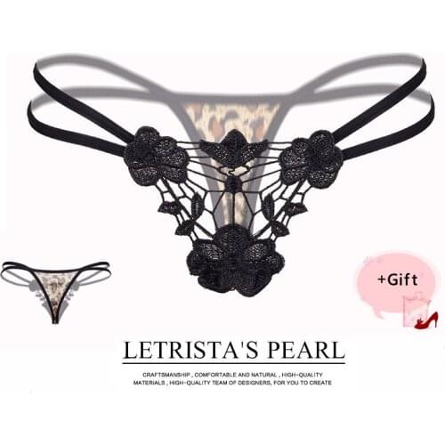 Women Sexy Lace Coffee Leopard Breathable Panties Transparent G-String Temptation Thong Panties For Women Erotic Panties Girl