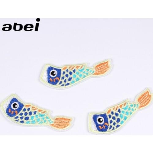 10pcs/lot Embroidered Fish Patch Iron On Sew On Cartoon Animal Stickers for Clothes Repair DIY Coats Jeans Hats Fabric Appliques
