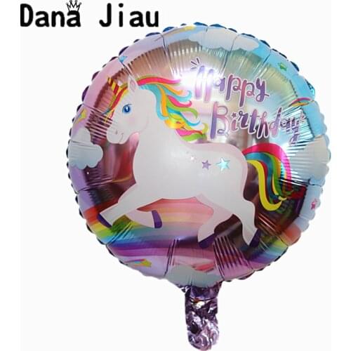18 Inch star purple unicorn happy birthday Party Decoration Balloon holiday Castle Aluminum Inflatable Ball kids toy wholesale