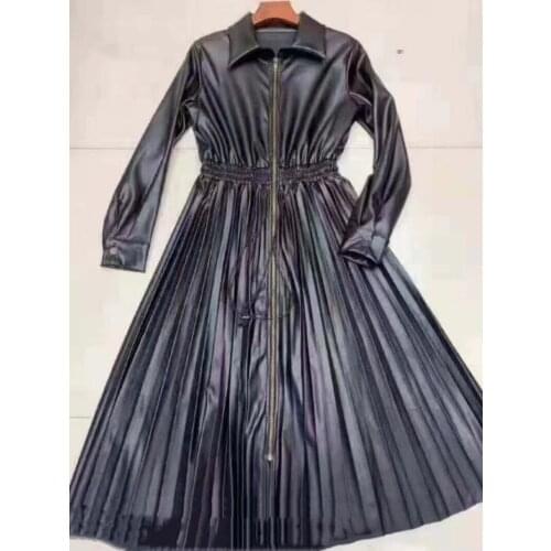 2020 Sale Zanzea Dress Plus Size Womens Dress Fashion Waist Stitching Crinkled A-line Long Sleeve Winter Plus Velvet Pu Full