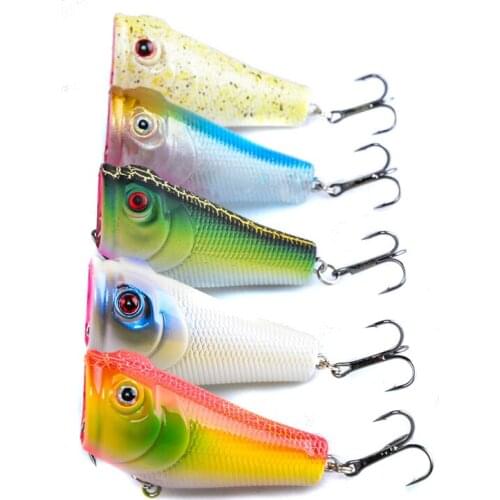 5PCS/LOT Plastic Hard Fishing Lures Topwater Popper Artifical Bait Wobblers Fishing Tackle 5cm/8g