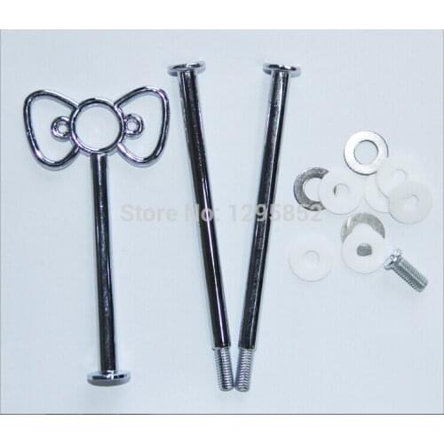 50 sets/ bag.2 color Wedding 3 Tier Cake Center Stand Bow Handle Rod cake stand fittings free shipping home decor