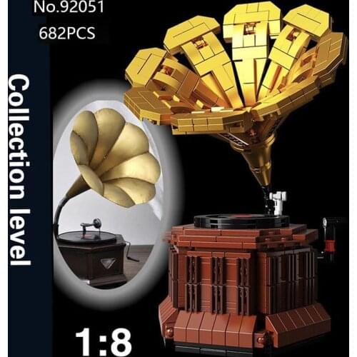 682pcs Creative Building Blocks Retro Gramophone Classic Nostalgic Collectors Edition DIY Assembled Brick Collection Model Toys