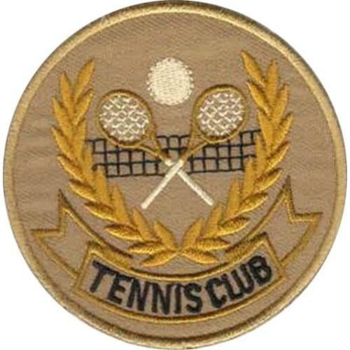 TENNIS CLUB Embroidery Patch Embroidered Garment Tags Fabric with Heat Cut Edge and PVC Backing Accept Custom and the MOQ50pcs