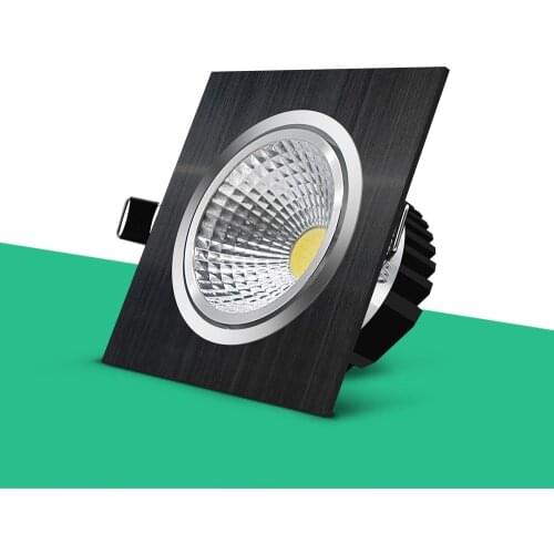 Black Square Recessed Downlight LED Light COB 7W 9W 12W 15W LED Ceiling Lamp Dimmable Spotlights AC110 220V Indoor Lighting