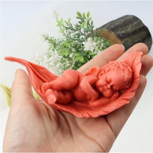 Baby Sleeping Shape Silicone Body Candle Mold Feather Mat Swing Light 3D Stereo Handmade Art Gadgets Decorating Boy Plaster