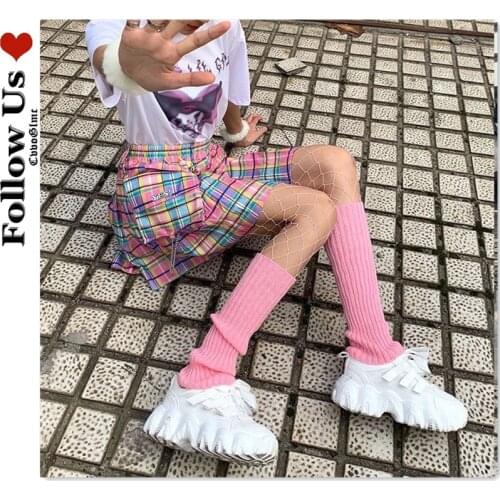 Harajuku Knee High Tube Leg Warmers Foot Cover Lolita Kawaii Knitted Over-knee Sock Autumn Winter Wool Warm Leggings Boot Cover
