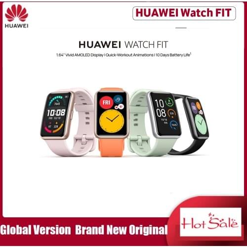 Global Version HUAWEI Watch FIT 1.64" AMOLED Display Smartwatch 2020 Quick-Workout Animations Oxygen 24-Hour Heart Rate Monitor