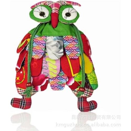 Hot Sales Origional Yunnan Characteristics Handmade Ethnic Bag Fabric Patchwork Owl Backpack Export Ethnic Bag