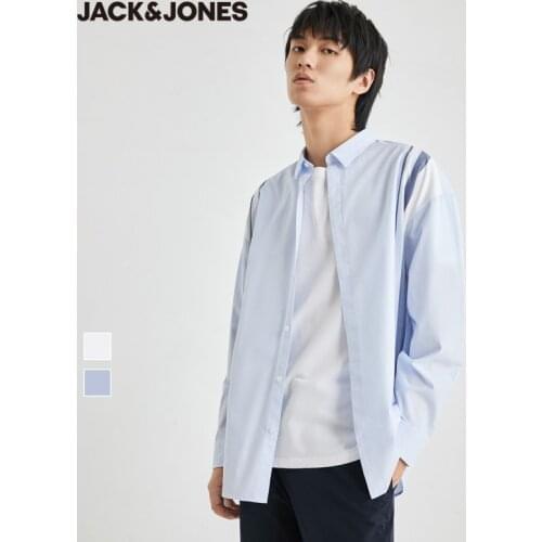 JackJones Mens 100% Cotton Striped Business Casual Loose Fit Long-sleeved Shirt | 220305085