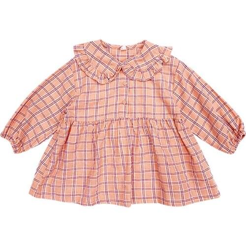 Plaid Skirt Autumn Baby Girl Dress Cloth Style Long-sleeved Princess Kids Cotton Clothes New Arrival