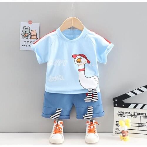 Summer Children Boys Clothes Kids Cartoon Animal Clothing Infant Suit Toddler T-Shirt Pants Set Baby Casual Tracksuit 0-4 Years