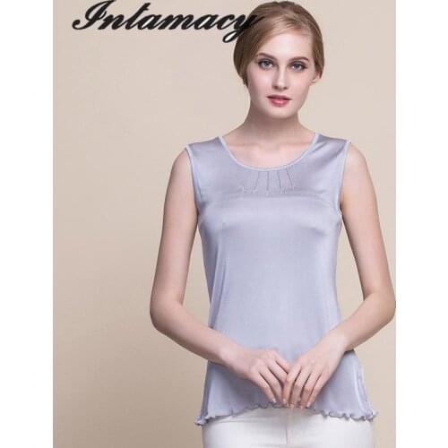 Summer, The New Ladies Have 100% real Silk Knit Extended Vests, Womens Blouses, Silk Sleeveless Vests And Blouses