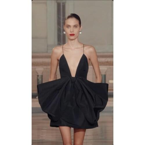 LUO XIAO HEI STORE Ladies Sexy Black Casual Fit and Flare Bustier Short Cami Dress