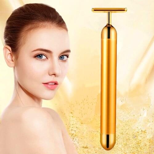 Face Massage Facial Massager Eye Care Tools Wrinkle Removal Machine Stick Electric 24k Gold Energy Beauty Bar Face Skin CareTool