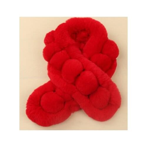 Rex rabbit wool fur collar Ms. edition winter pure color ball thickening rabbit fur scarf female