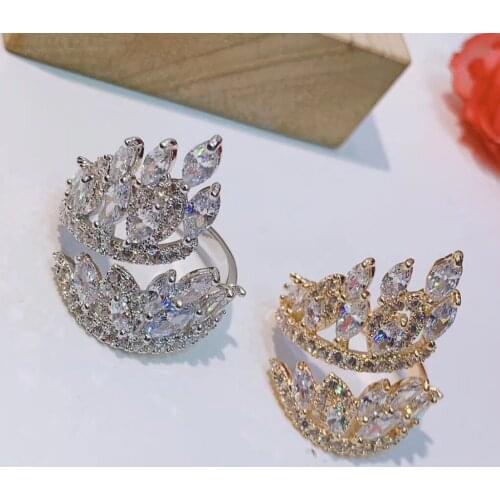 EYER Fashion Promotion 2021 Jewelry Geometric Cubic Zirconia New Party Dating Free Size Rings For Women Bridal Finger Jewlery