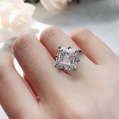 Trendy Vintage Jewelry Shiny Princess Cut Square Zircon Rings for Women Wedding Luxury S925 Sterling Silver Engagement Ring
