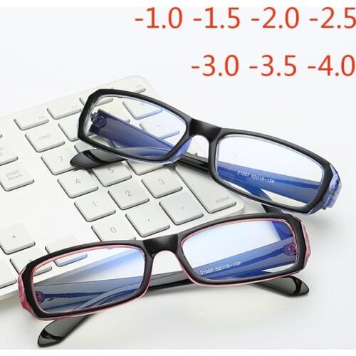 Finished Myopia Glasses With Degree Women Men Short-sight Eyewear Black Blue Red Frame With Diopter Sighted Prescription Glasses