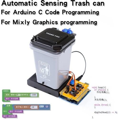 Diy Arduino Kit Automatic trash can Robot diy Kit UNO R3 Mixly STEM Education Children’s programming DIY Kit SNAR46