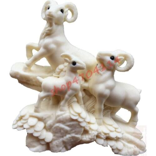 Fruta de marfil Natural, adornos de ovejas del Zodíaco de Sanyang Kaitai tallados a mano, artesanías exquisitas, decoraci