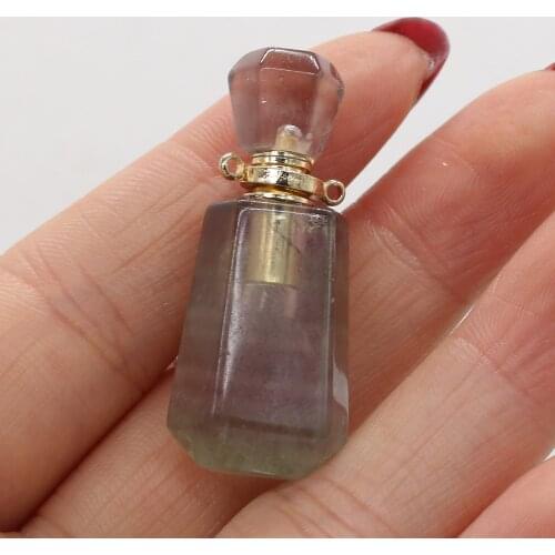 Natural Stone Perfume Bottle Pendant Exquisite Fluorite Charms For Jewelry Making Charms DIY Necklace Accessory