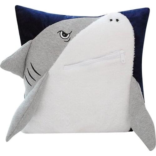 New 3D Shark Plush Toy Pillow Creative Bolster for Children Storage Super Soft Stuffed Doll Home Sofa Bed Backrest Gifts