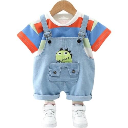New Boys Clothing Summer Baby Girls Clothes Suit Children Sport T-Shirt Overalls 2Pcs/Set Toddler Casual Costume Kids Tracksuits