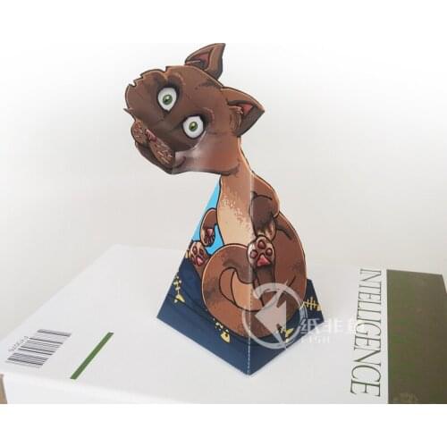 Optical Illusions Brown Cat Ornaments Folding Cute Mini 3D Paper Model Papercraft DIY Kids Adult Handmade Craft Toys ER-082