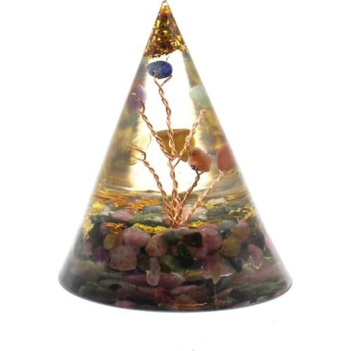 Orgonite Pyramid Orgone Spiritual Healing Energy Converter Metatron Generator Natural Crystal Quartz Jewelry Reiki Chakra Stones