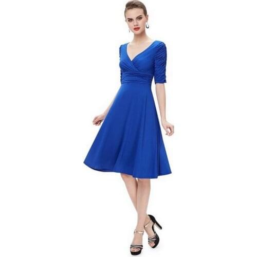 Hot high-quality summer womens dress vestidos sexy deep V collar solid color pleated dress womans clothing plus size vestido