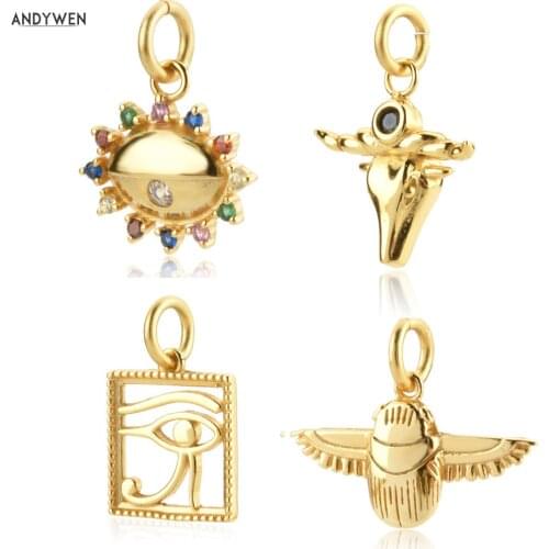 ANDYWEN 925 Sterling Silver Gold Charm Recubierta Colgante Egipcio Horus Pendant Necklace Jewelry For Charm Rock Punk Jewelry
