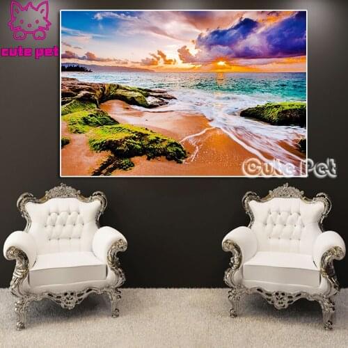 Full square Drill 5D DIY Diamond painting Natural scenery seascape diamond embroidery full display mosaic Cross Stitch art decor