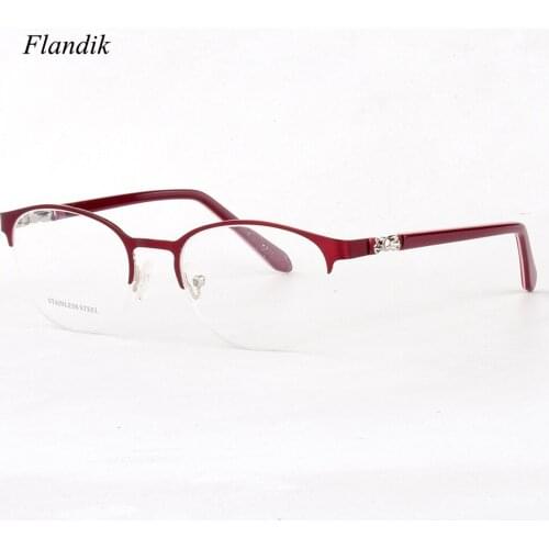 Half Rim Metal Eyeglass Frame Women Oval Vintage Elegant Spectacle Frame Optical Prescription Myopia Presbyopia Eyeglasses Frame