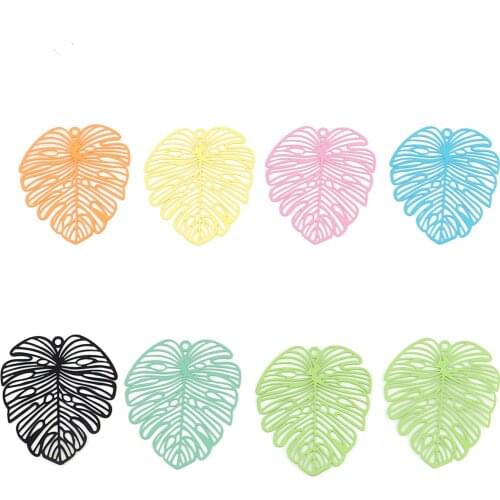 Hollow Plant Leaves Charm Iron Filigree Stamping Pendants Monstera Stamping Charms For DIY Earring Hand Making Finding 5PCs