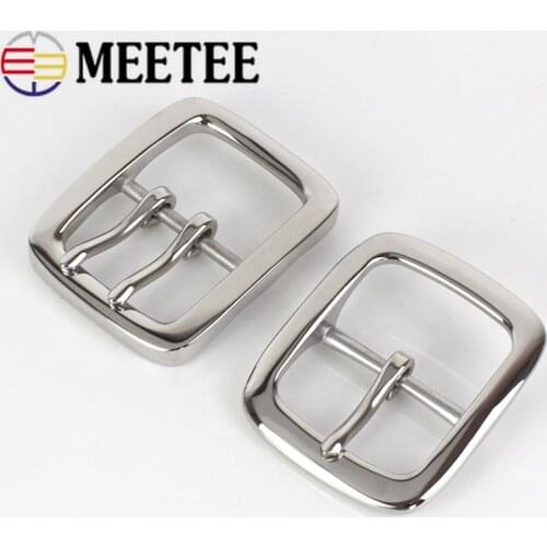 Meetee 1pc 40mm Stainless Steel Single Double Pin Buckles Mens Belt Buckle Head DIY High Quality Hardware Leather Accessories