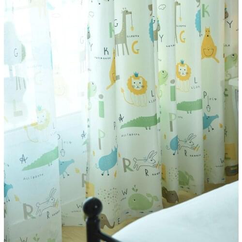 Modern Semi-blackout Printed Animal Curtains for Kids Boy Living Room Bedroom Window Cartoon Curtain Drape Customize