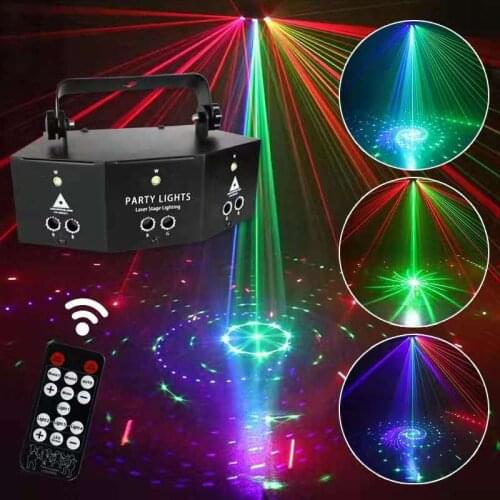 9 Eyes RGB Dj Led Disco Laser Strobe Light DMX512 Remote Control R/G Lazer Fog Machine Stage Lighting Wedding Night KTV Club