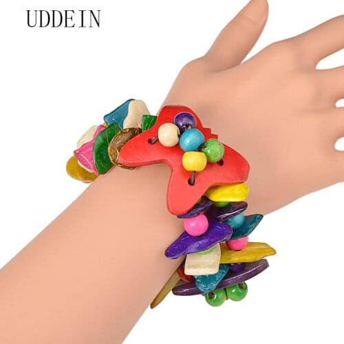 UDDEIN Vintage charms bracelet for women one direction strand bracelets bohemian jewelry multi layer handmade wood bangles