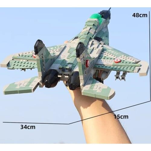 Military Series MIG-29 Fighter Building Blocks Bricks Fighter Plane 3D Modle Stealth Aircraft Toys For Children Christmas Gift