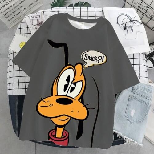 Disney Pluto Mickey Kleidung lovely frauen Cartoon Print Kurzarm Koreanische Mode Weibliche Schwarz und Wei grafik T-shirt To