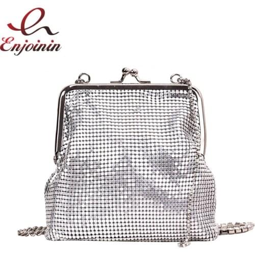 Silver Metal Women Party Clutch Bag Punk Fashion Purses and Handbags Female Evening Bag Diamond Tassel Crossbody Chain Bag 2021